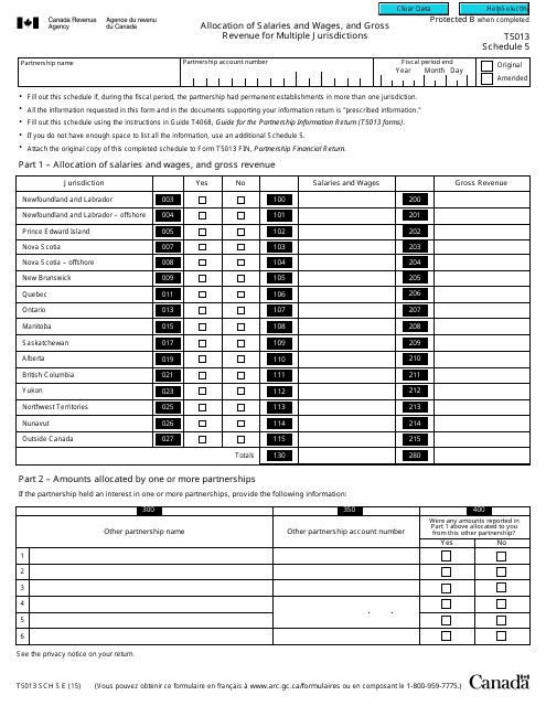 Form T5013 Schedule 5  Printable Pdf