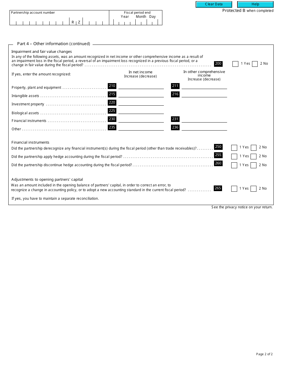 Form T5013 Schedule 141 Financial Statement Notes Checklist - Canada, Page 2