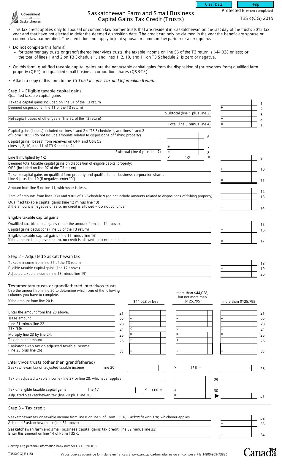 Form T3SK(CG) Fill Out, Sign Online and Download Fillable PDF, Canada