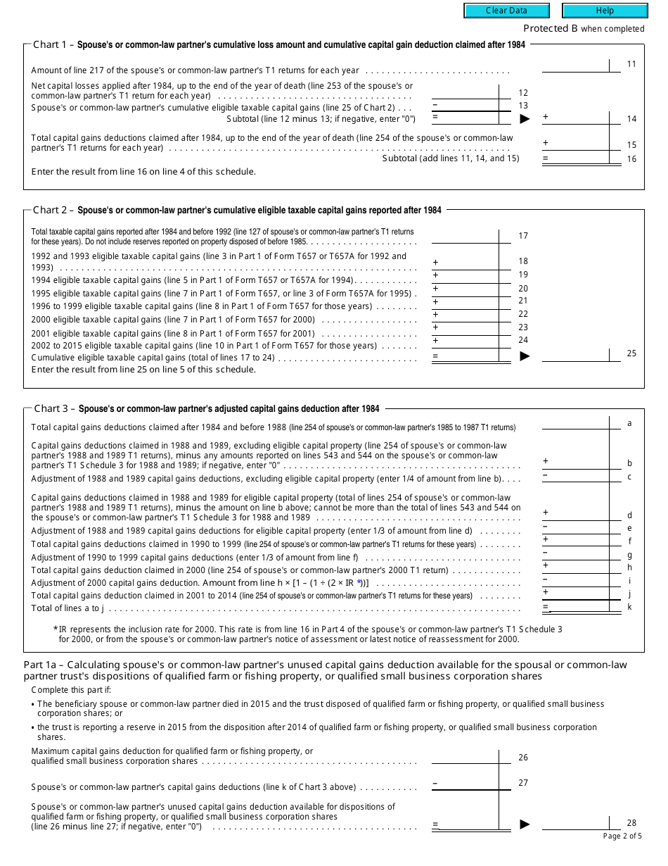 Form T3 Schedule 5 Spousal or Common-Law Partner Trusts Capital Gains Deduction in Year of Beneficiarys Death - Canada, Page 2