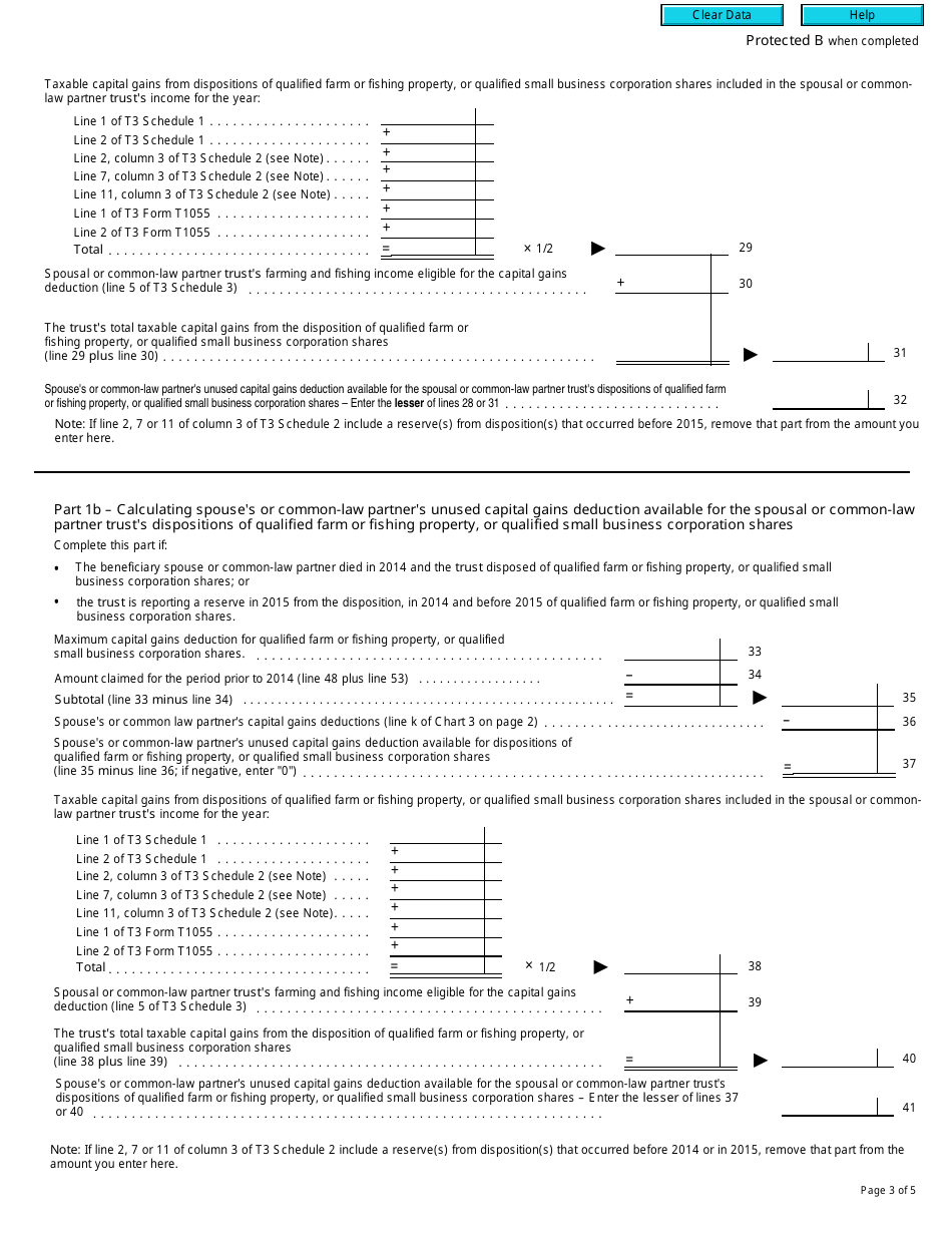 Form T3 Schedule 5 Spousal or Common-Law Partner Trusts Capital Gains Deduction in Year of Beneficiarys Death - Canada, Page 3