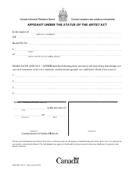 Document preview: Affidavit Under the Status of the Artist Act - Canada