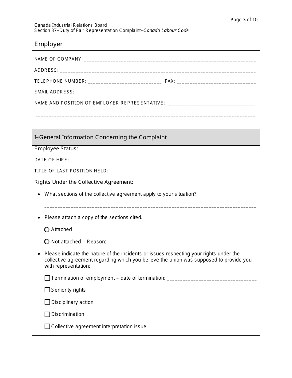 Section 37 Duty of Fair Representation Complaint - Canada, Page 3