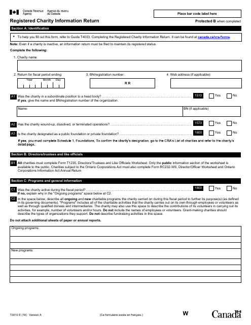 Form T3010  Printable Pdf