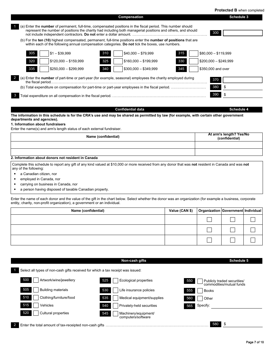 Form T3010 Registered Charity Information Return - Canada, Page 7