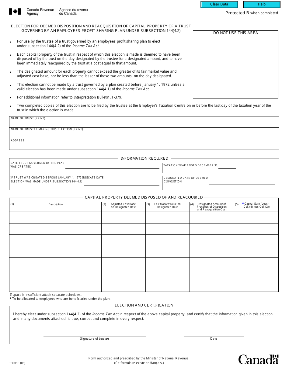 Form T3009 - Fill Out, Sign Online and Download Fillable PDF, Canada ...