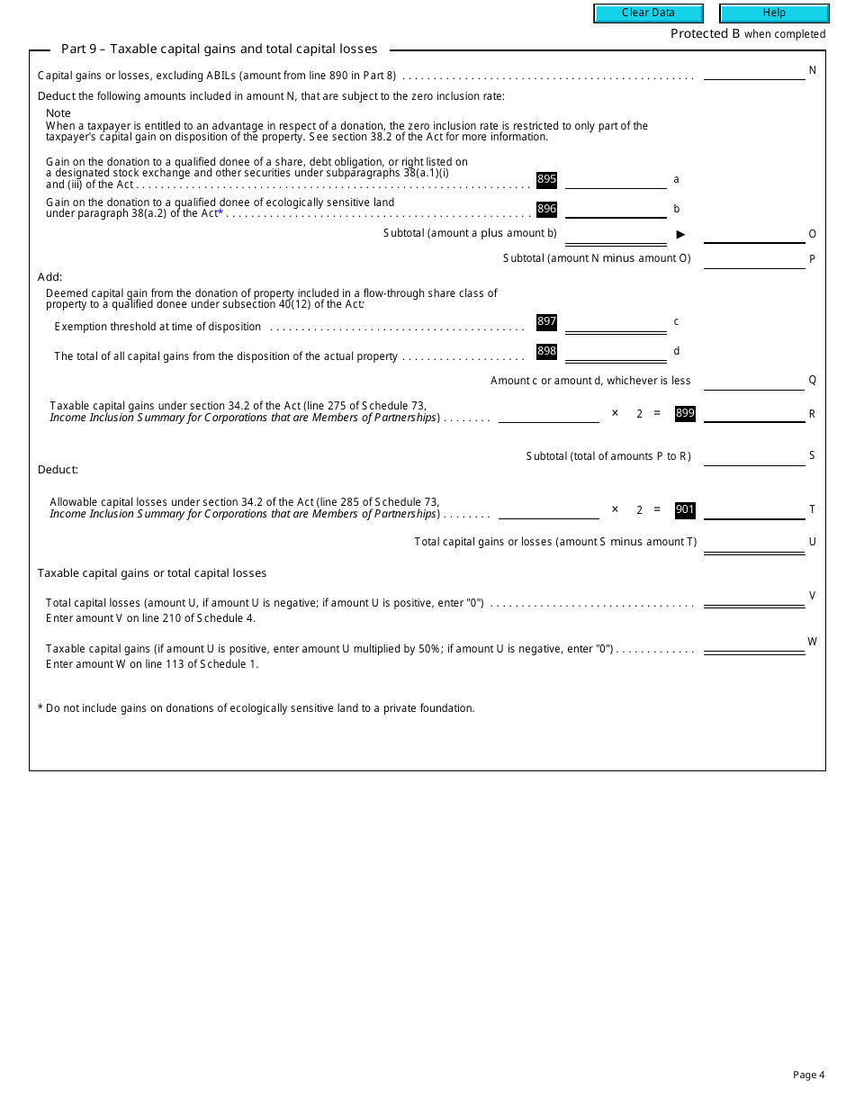 Form T2 Schedule 6 Summary of Dispositions of Capital Property (2011 and Later Tax Years) - Canada, Page 4
