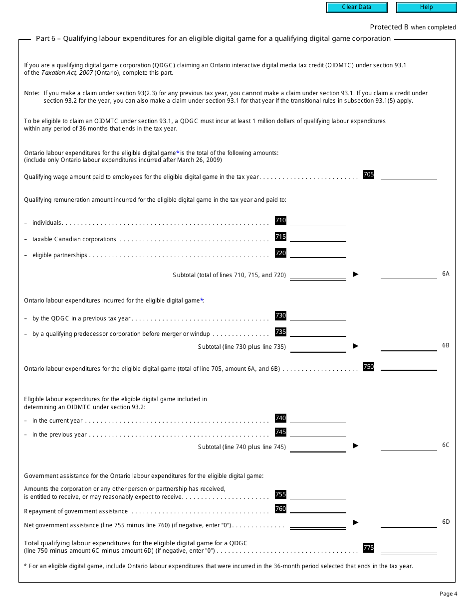 Form T2 Schedule 560 Ontario Interactive Digital Media Tax Credit (2016 and Later Tax Years) - Canada, Page 4