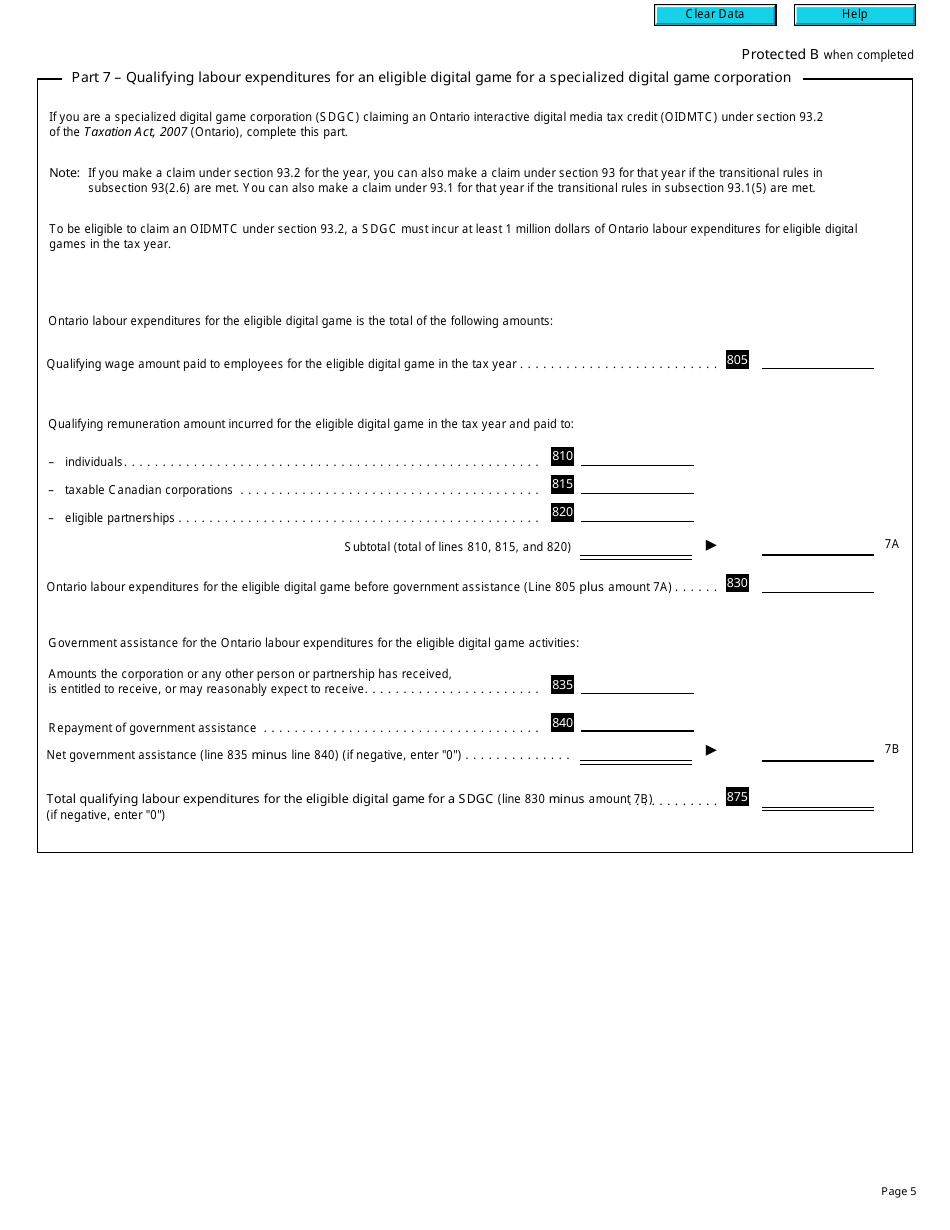 Form T2 Schedule 560 Ontario Interactive Digital Media Tax Credit (2016 and Later Tax Years) - Canada, Page 5