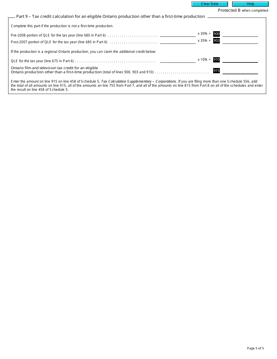 Form T2 Schedule 556 Ontario Film and Television Tax Credit (2017 and Later Tax Years) - Canada, Page 5