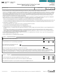 Form T2 Schedule 552 Ontario Apprenticeship Training Tax Credit (2015 and Later Tax Years) - Canada