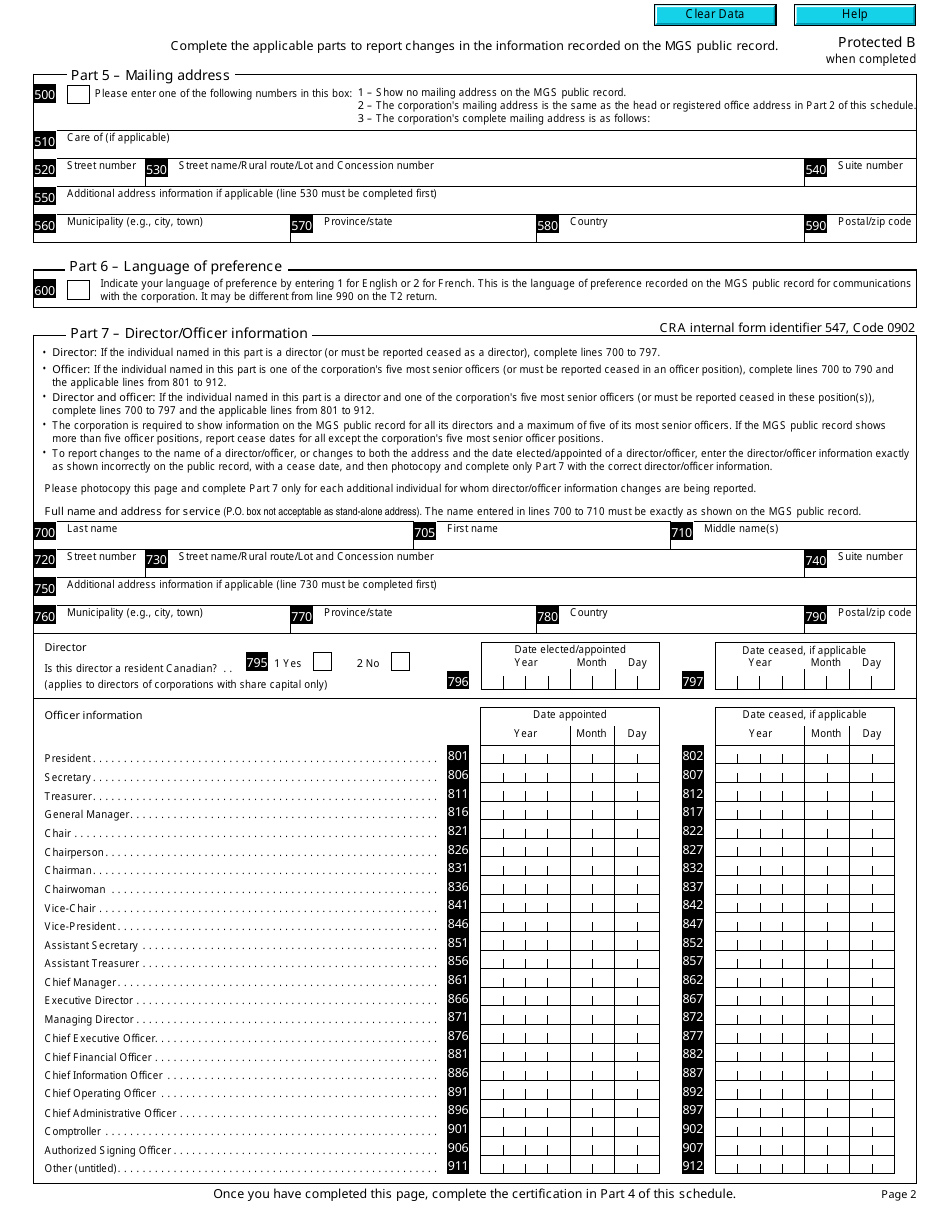 Form T2 Schedule 546 Corporations Information Act Annual Return for Ontario Corporations (2009 and Later Tax Years) - Canada, Page 2