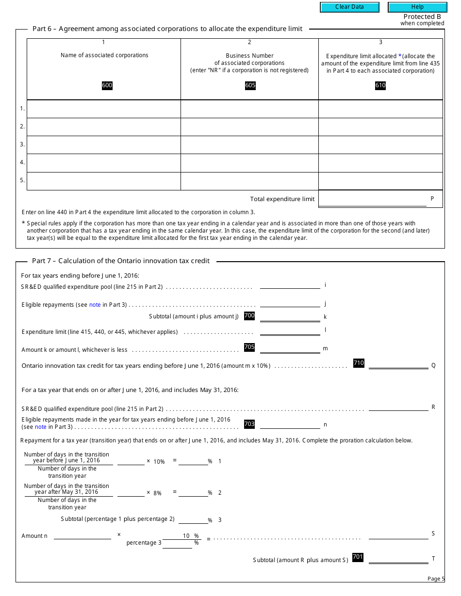 Form T2 Schedule 566 Ontario Innovation Tax Credit (2016 and Later Tax Years) - Canada, Page 5