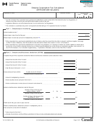 Form T2 Schedule 500 &quot;Ontario Corporation Tax Calculation (2018 and Later Tax Years)&quot; - Canada