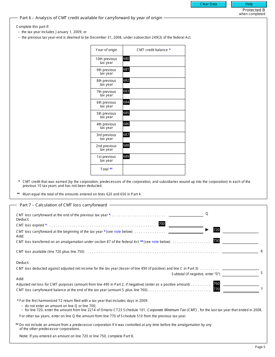 Form T2 Schedule 510 Ontario Corporate Minimum Tax (2009 and Later Tax Years) - Canada, Page 5
