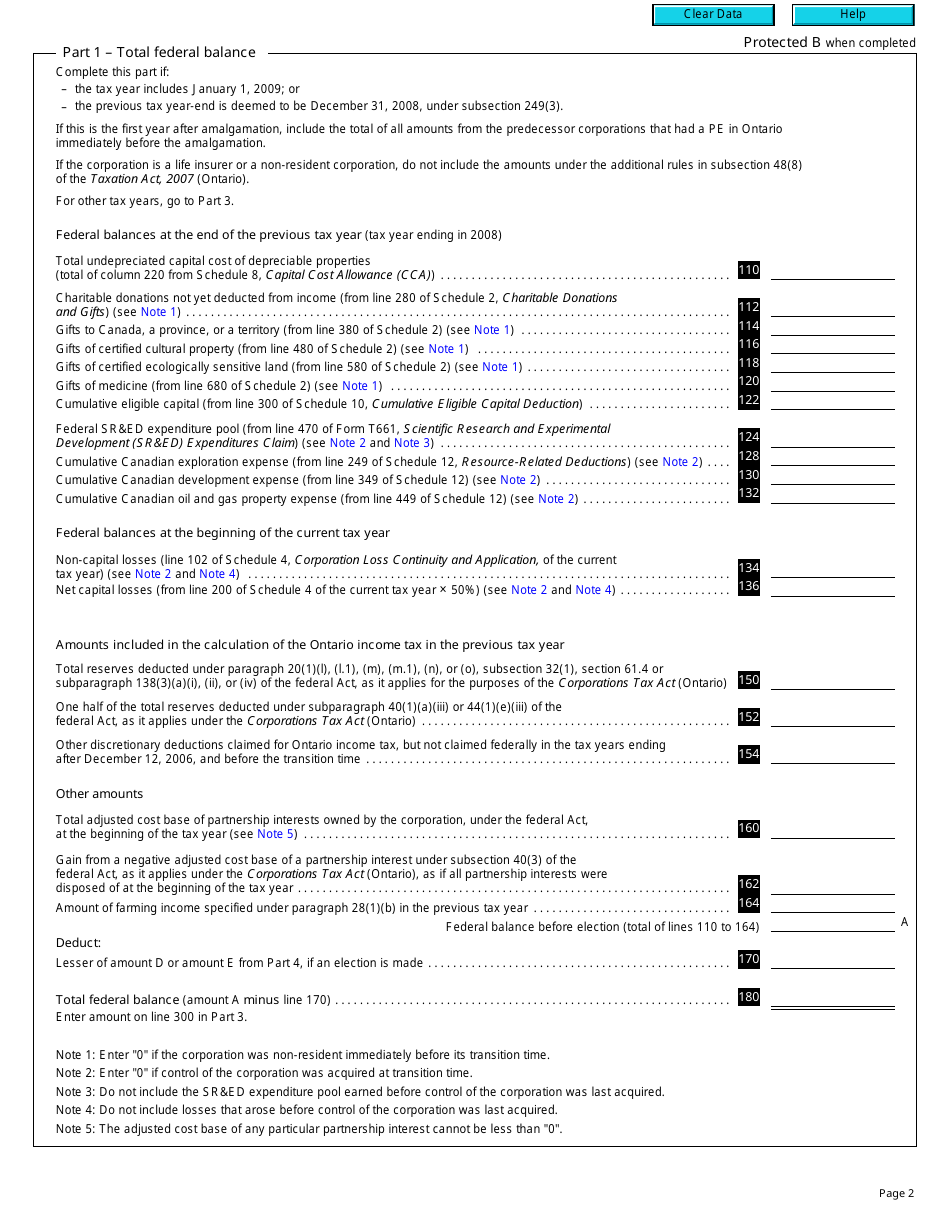 Form T2 Schedule 506 Ontario Transitional Tax Debits and Credits (2010 and Later Tax Years) - Canada, Page 2