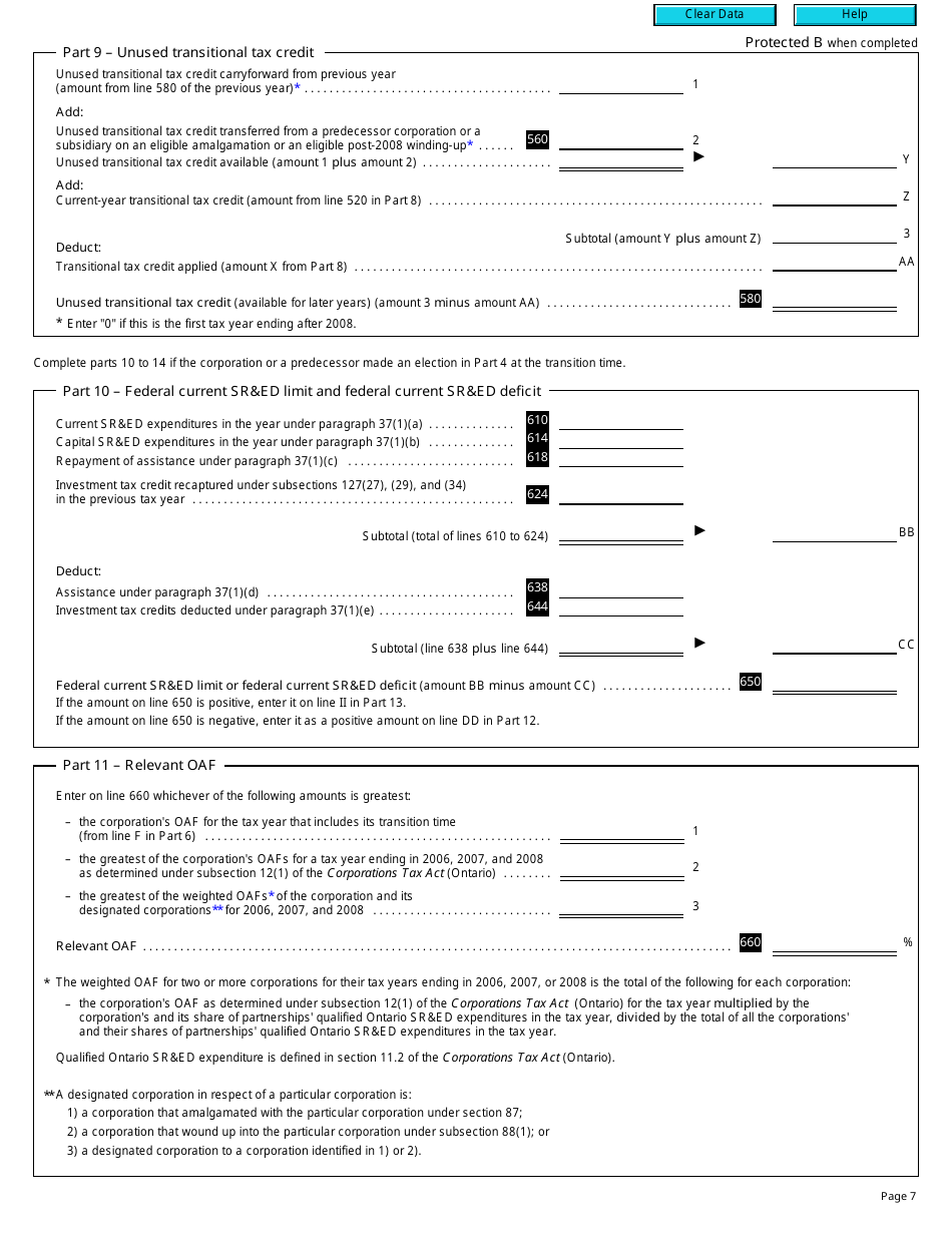 Form T2 Schedule 506 Ontario Transitional Tax Debits and Credits (2010 and Later Tax Years) - Canada, Page 7