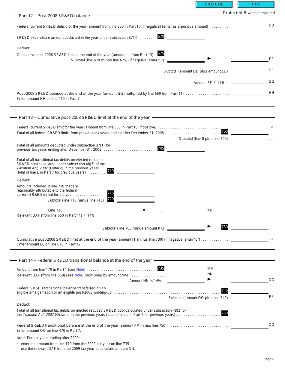 Form T2 Schedule 506 Ontario Transitional Tax Debits and Credits (2010 and Later Tax Years) - Canada, Page 8