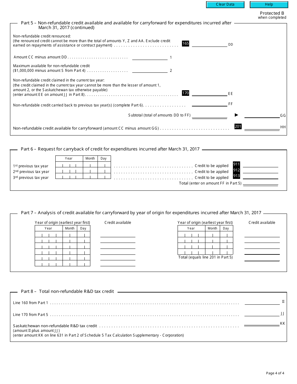 Form T2 Schedule 403 Saskatchewan Research and Development Tax Credit (2017 and Later Tax Years) - Canada, Page 4