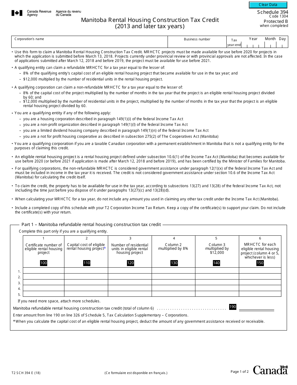 Form T2 Schedule 394 Fill Out, Sign Online and Download Fillable PDF