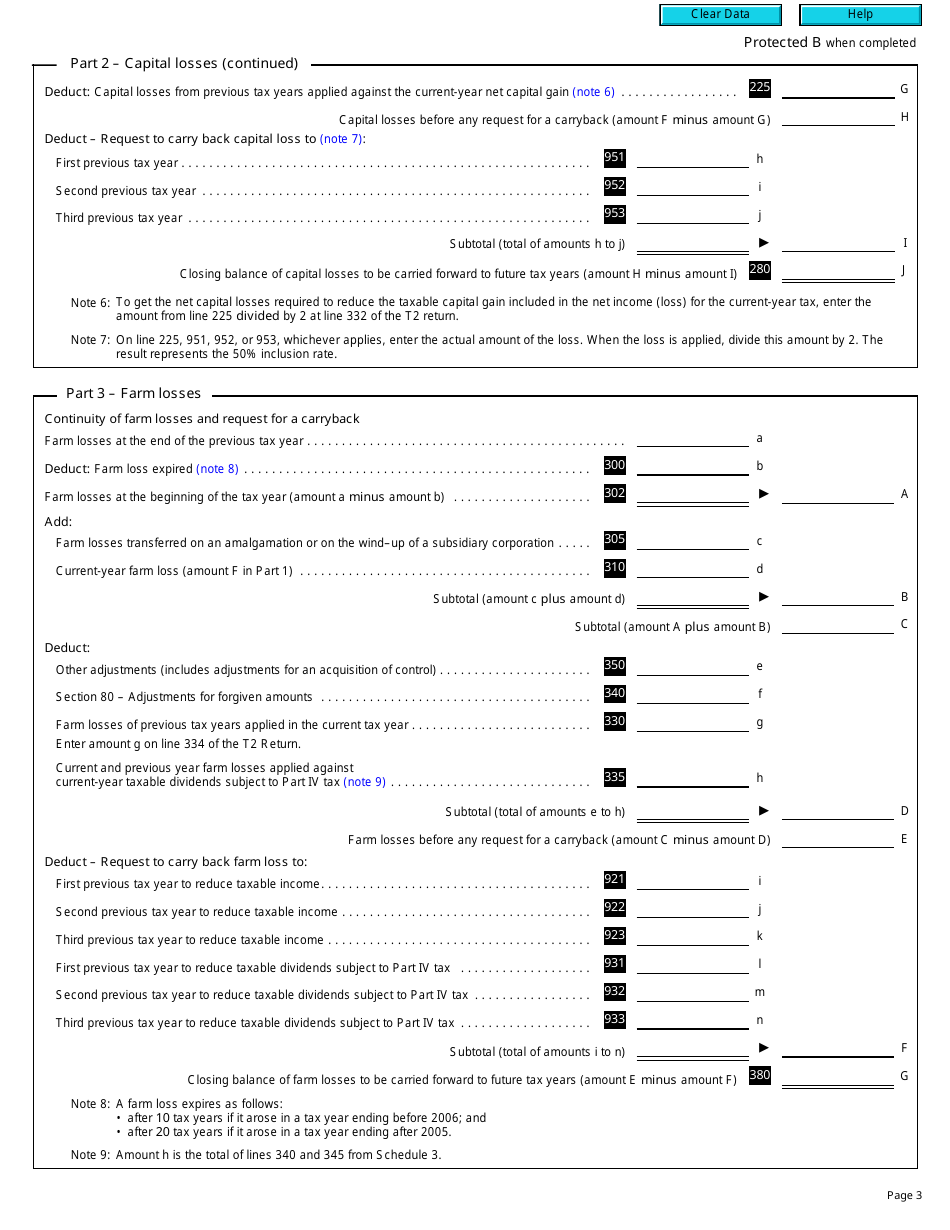 Form T2 Schedule 4 Corporation Loss Continuity and Application (2013 and Later Tax Years) - Canada, Page 3