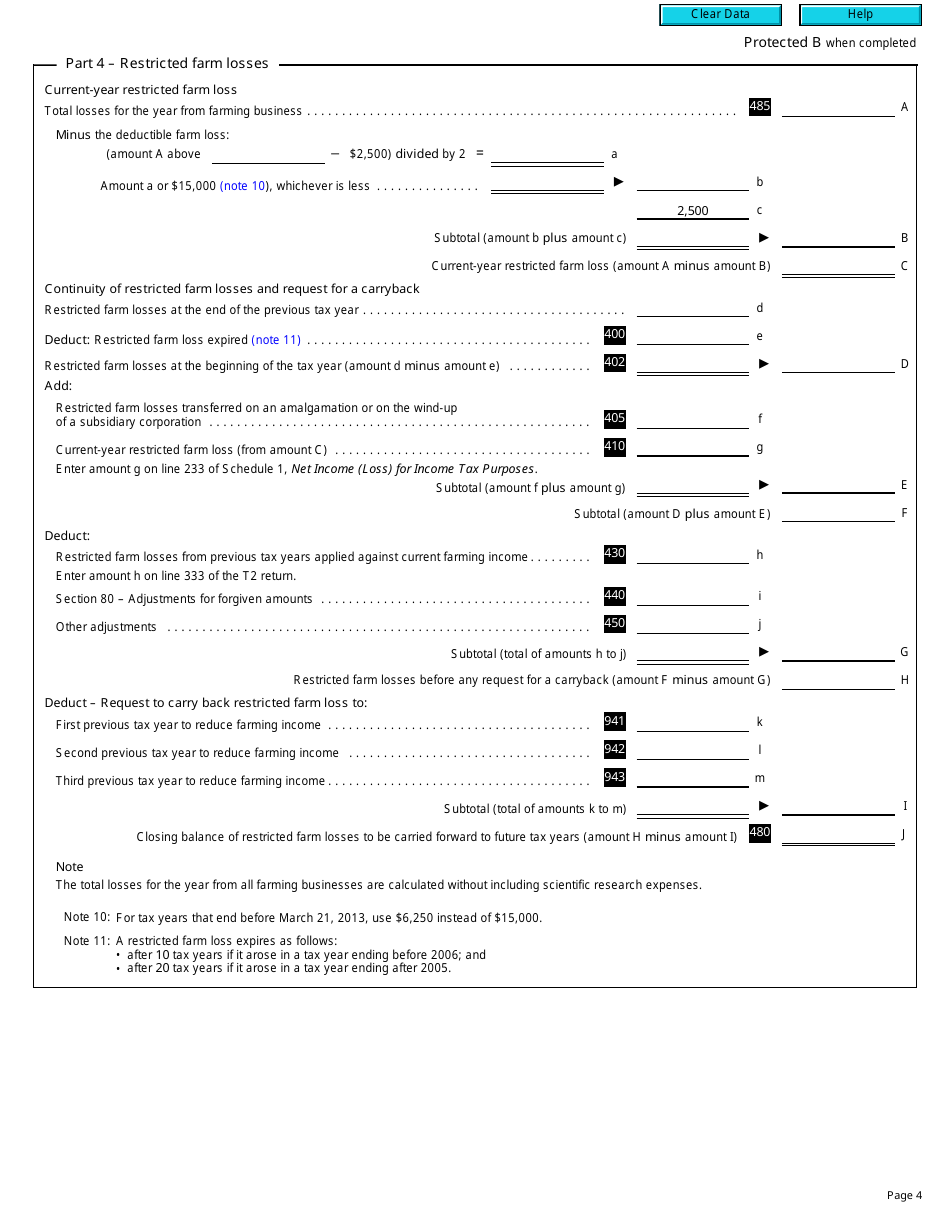 Form T2 Schedule 4 Corporation Loss Continuity and Application (2013 and Later Tax Years) - Canada, Page 4
