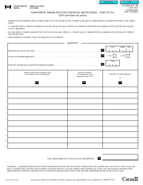 Form T2 Schedule 39  Printable Pdf