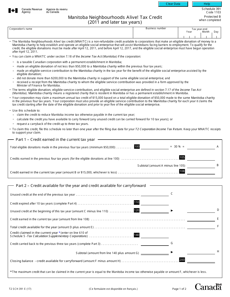 Form T2 Schedule 391 - Fill Out, Sign Online and Download Fillable PDF ...