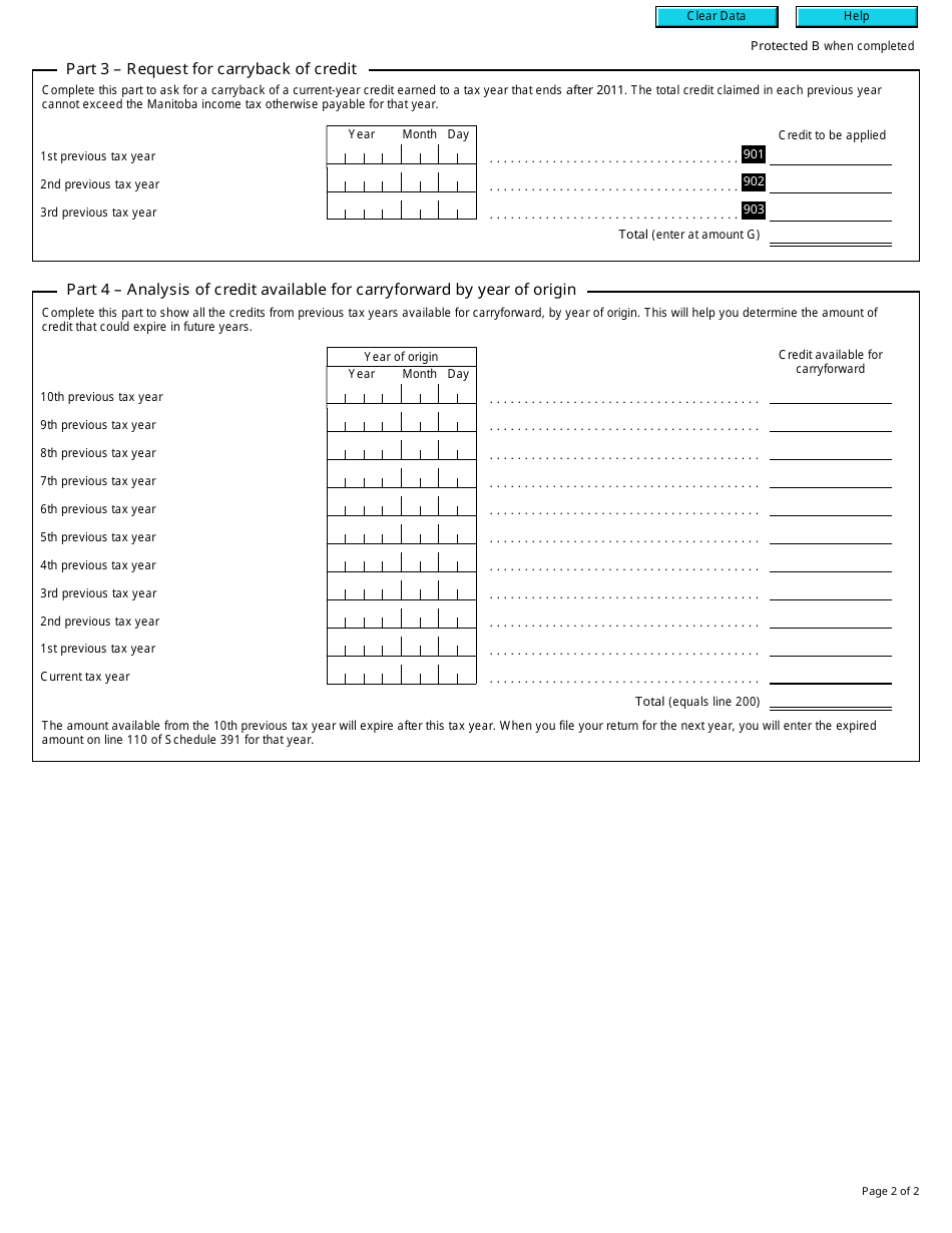 Form T2 Schedule 391 Manitoba Neighbourhoods Alive! Tax Credit (2011 and Later Tax Years) - Canada, Page 2