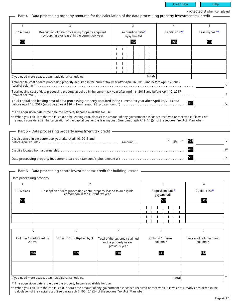 Form T2 Schedule 392 Manitoba Data Processing Investment Tax Credits (2013 and Later Tax Years) - Canada, Page 4