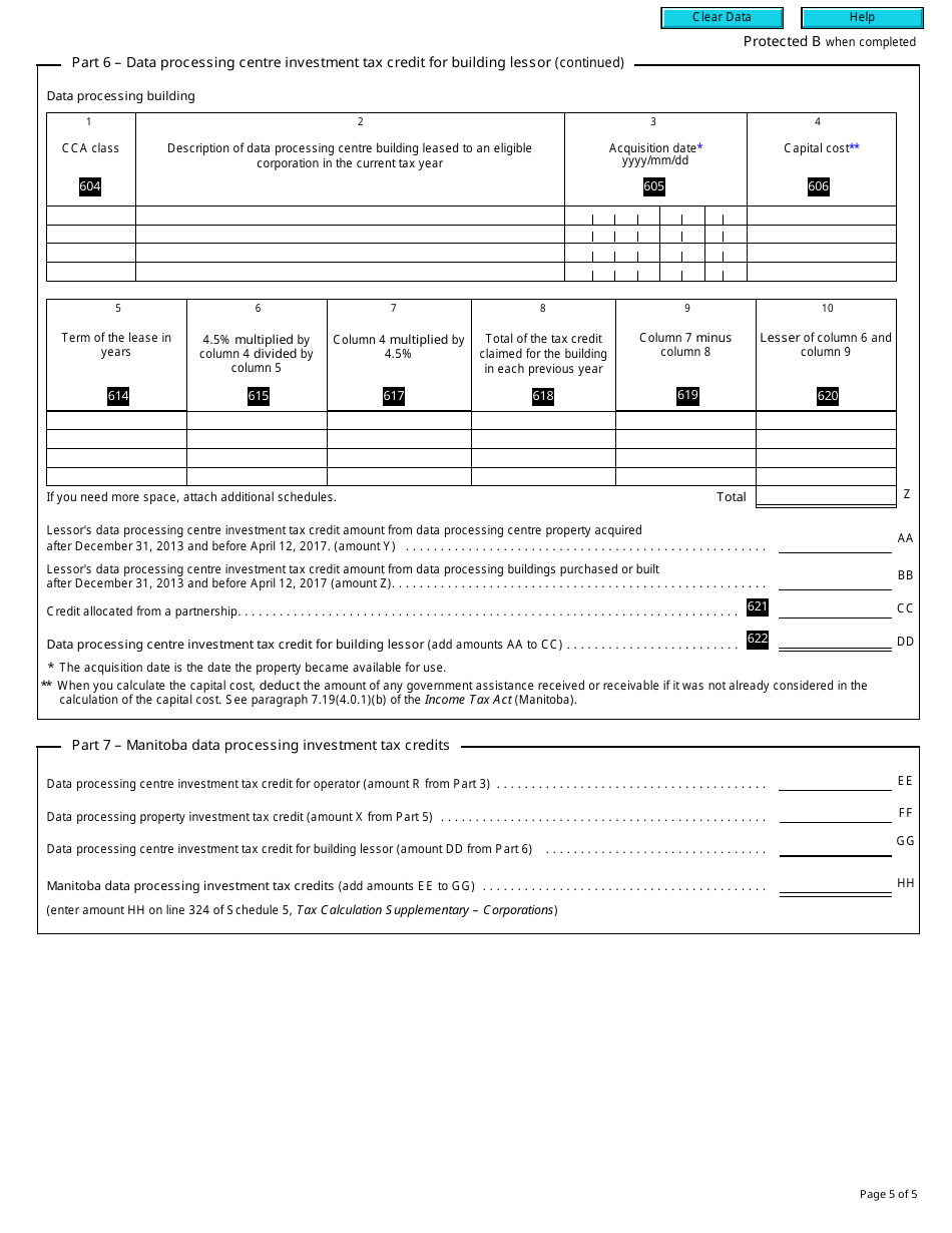 Form T2 Schedule 392 Manitoba Data Processing Investment Tax Credits (2013 and Later Tax Years) - Canada, Page 5