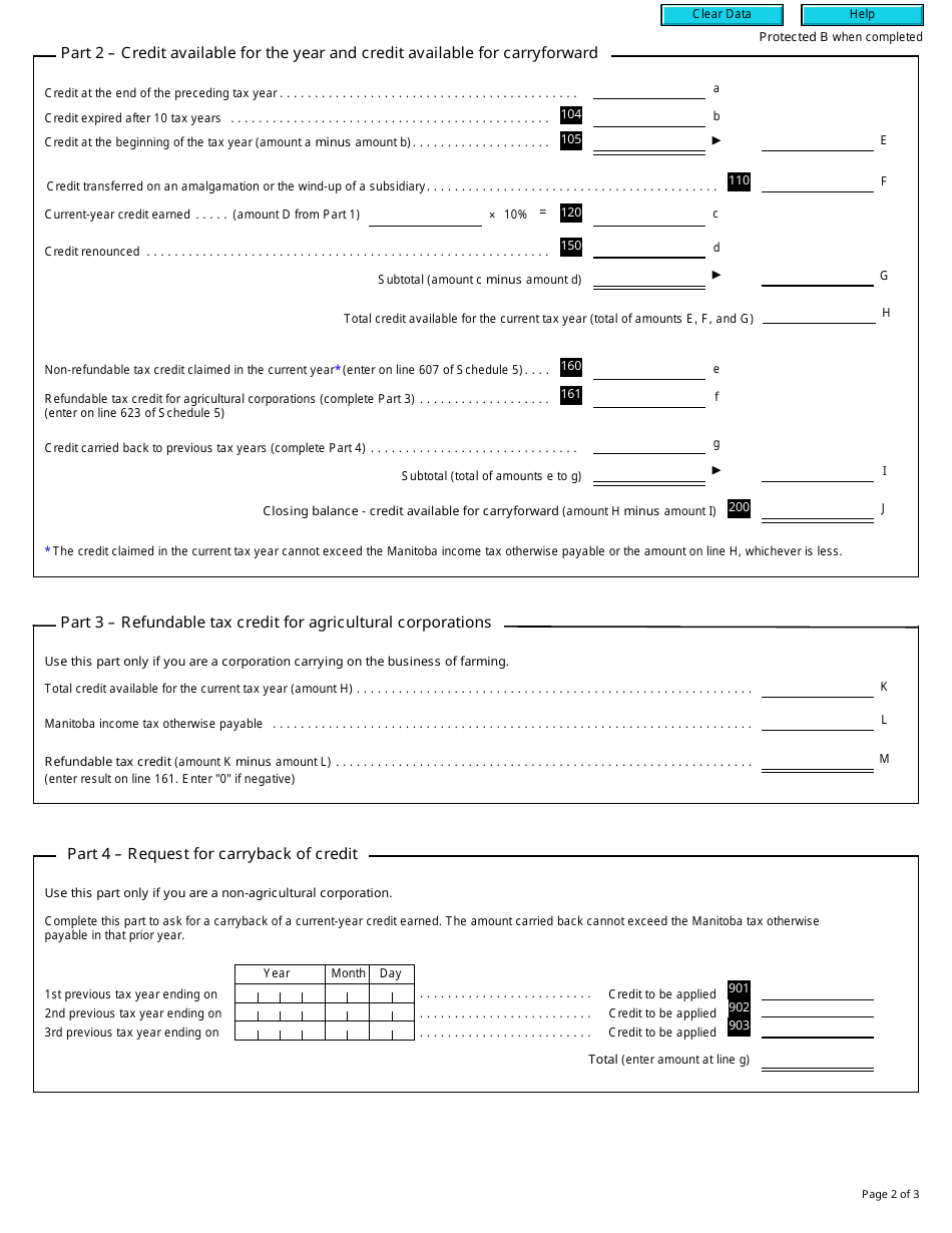 Form T2 Schedule 385 Manitoba Odour-Control Tax Credit (2013 and Later Tax Years) - Canada, Page 2