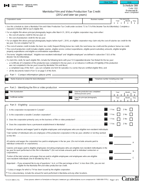 Form T2 Schedule 388  Printable Pdf