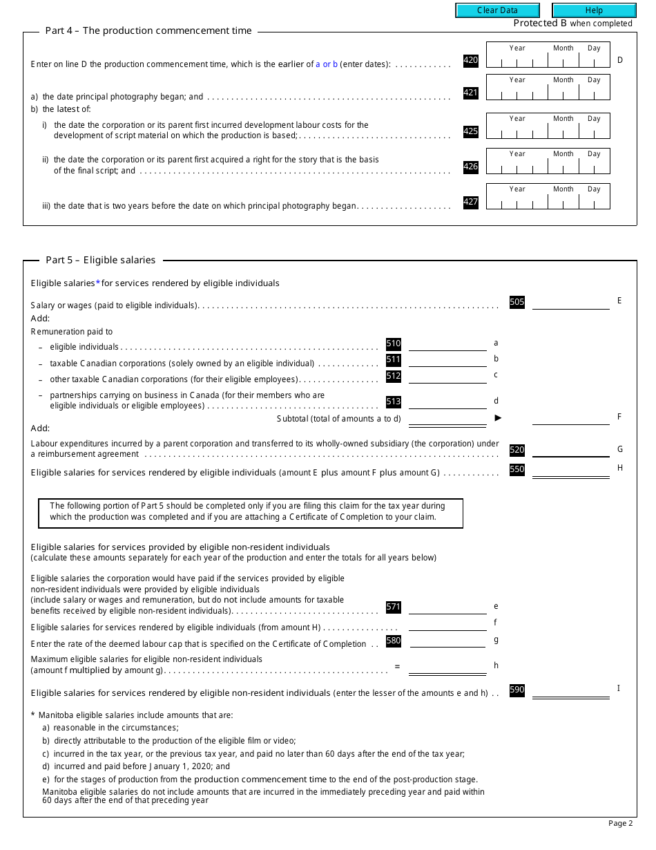 Form T2 Schedule 388 Manitoba Film and Video Production Tax Credit (2012 and Later Tax Years) - Canada, Page 2
