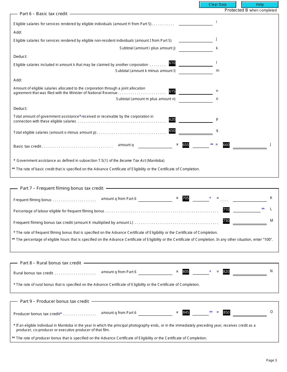 Form T2 Schedule 388 Manitoba Film and Video Production Tax Credit (2012 and Later Tax Years) - Canada, Page 3
