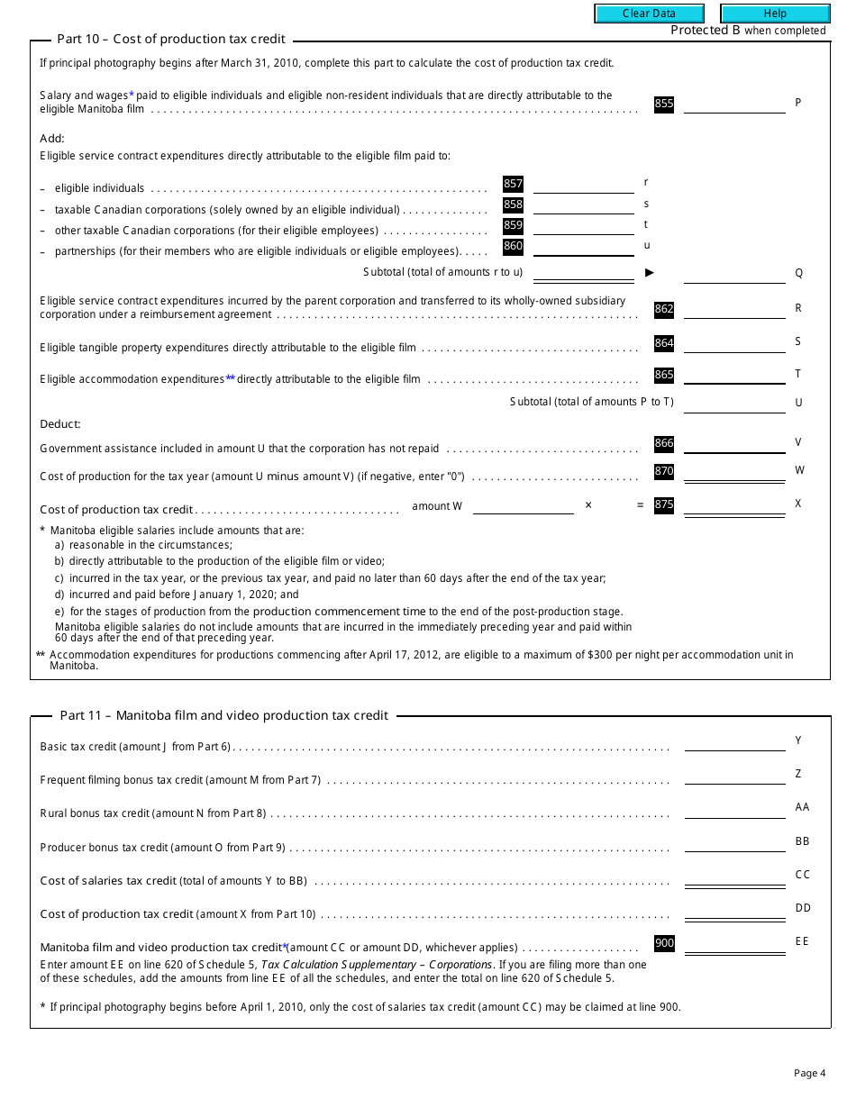Form T2 Schedule 388 Manitoba Film and Video Production Tax Credit (2012 and Later Tax Years) - Canada, Page 4