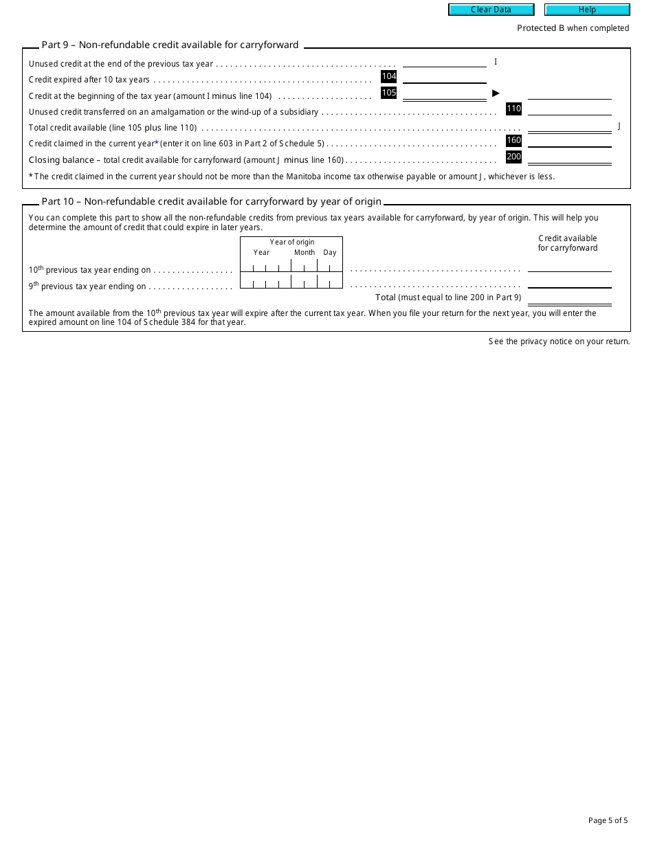 Form T2 Schedule 384 Manitoba Paid Work Experience Tax Credit (2017 and Later Tax Years) - Canada, Page 5