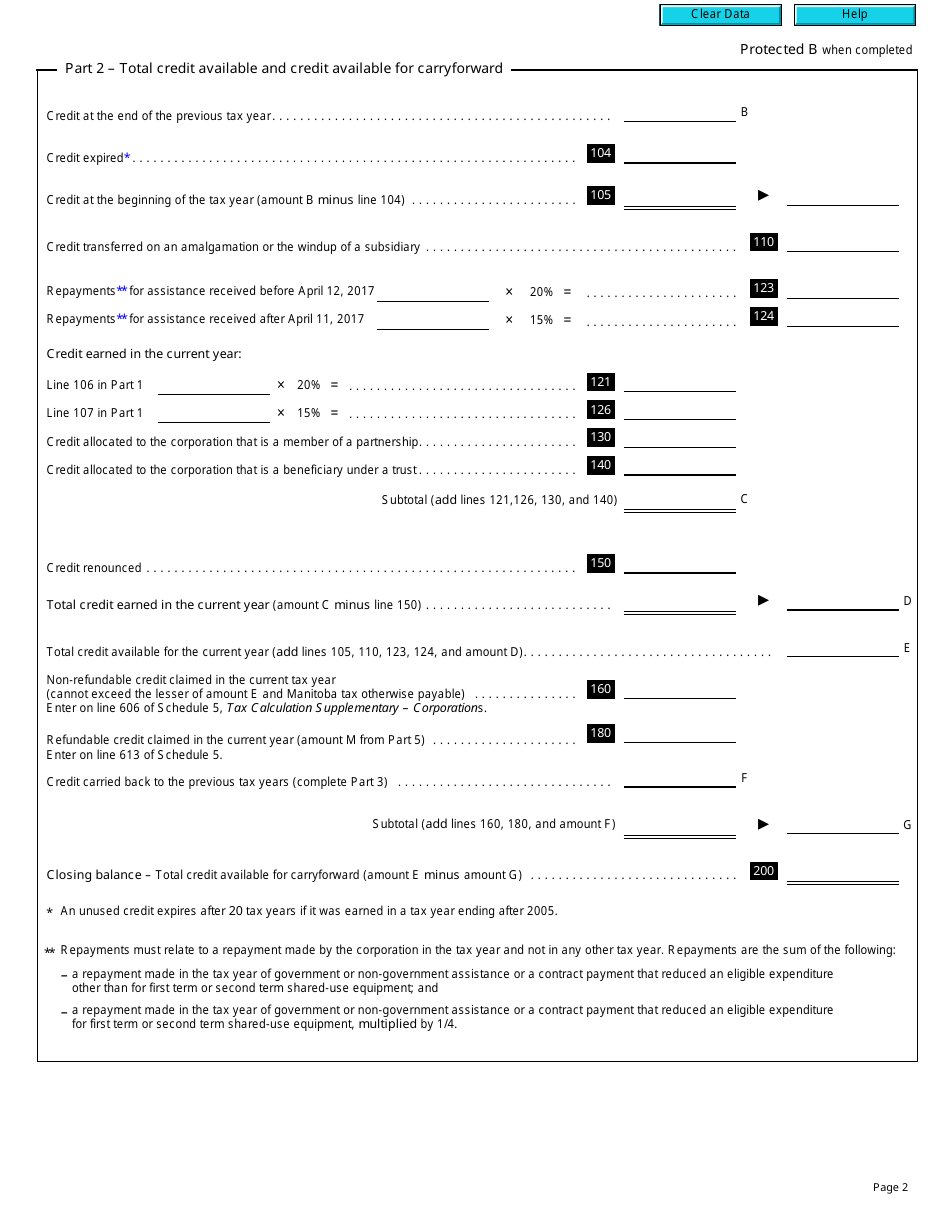 Form T2 Schedule 380 Manitoba Research and Development Tax Credit (2017 and Later Tax Years) - Canada, Page 2