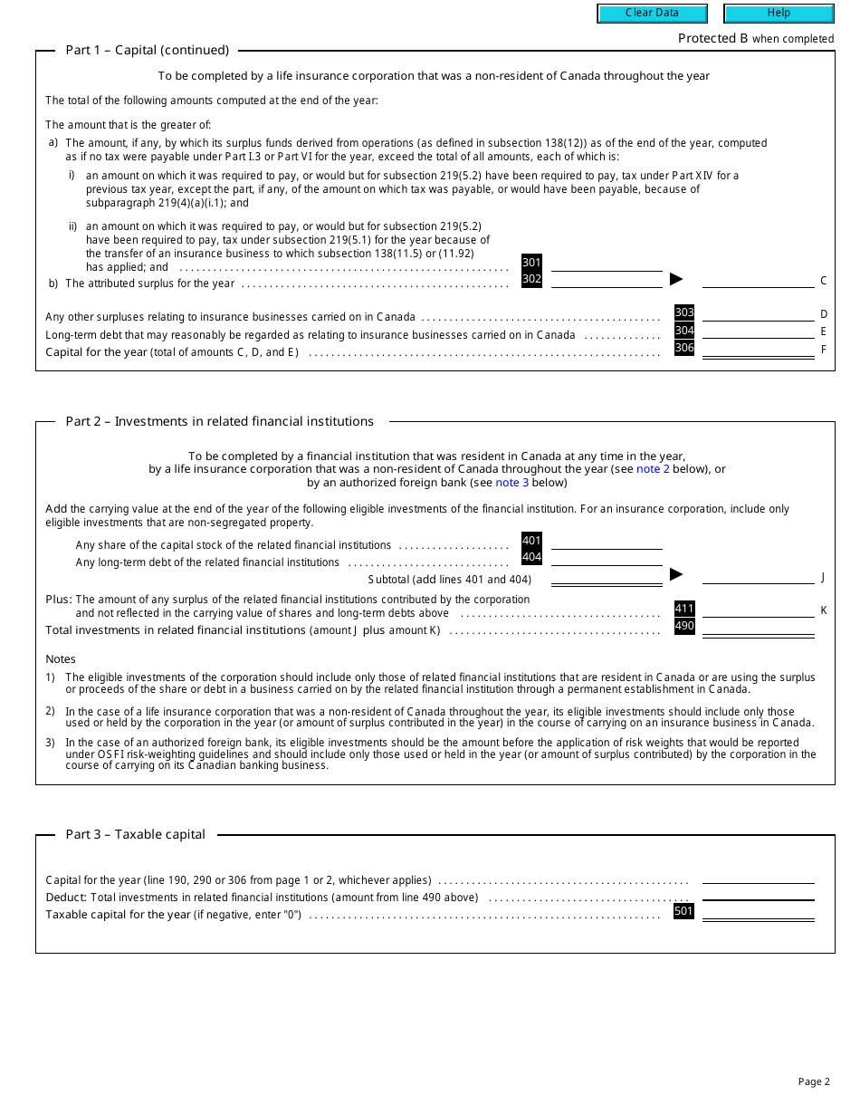 Form T2 Schedule 38 Part VI Tax on Capital of Financial Institutions (2010 and Later Tax Years) - Canada, Page 2