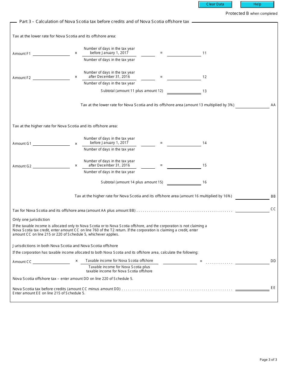 Form T2 Schedule 346 Nova Scotia Corporation Tax Calculation (2017 and Later Tax Years) - Canada, Page 3
