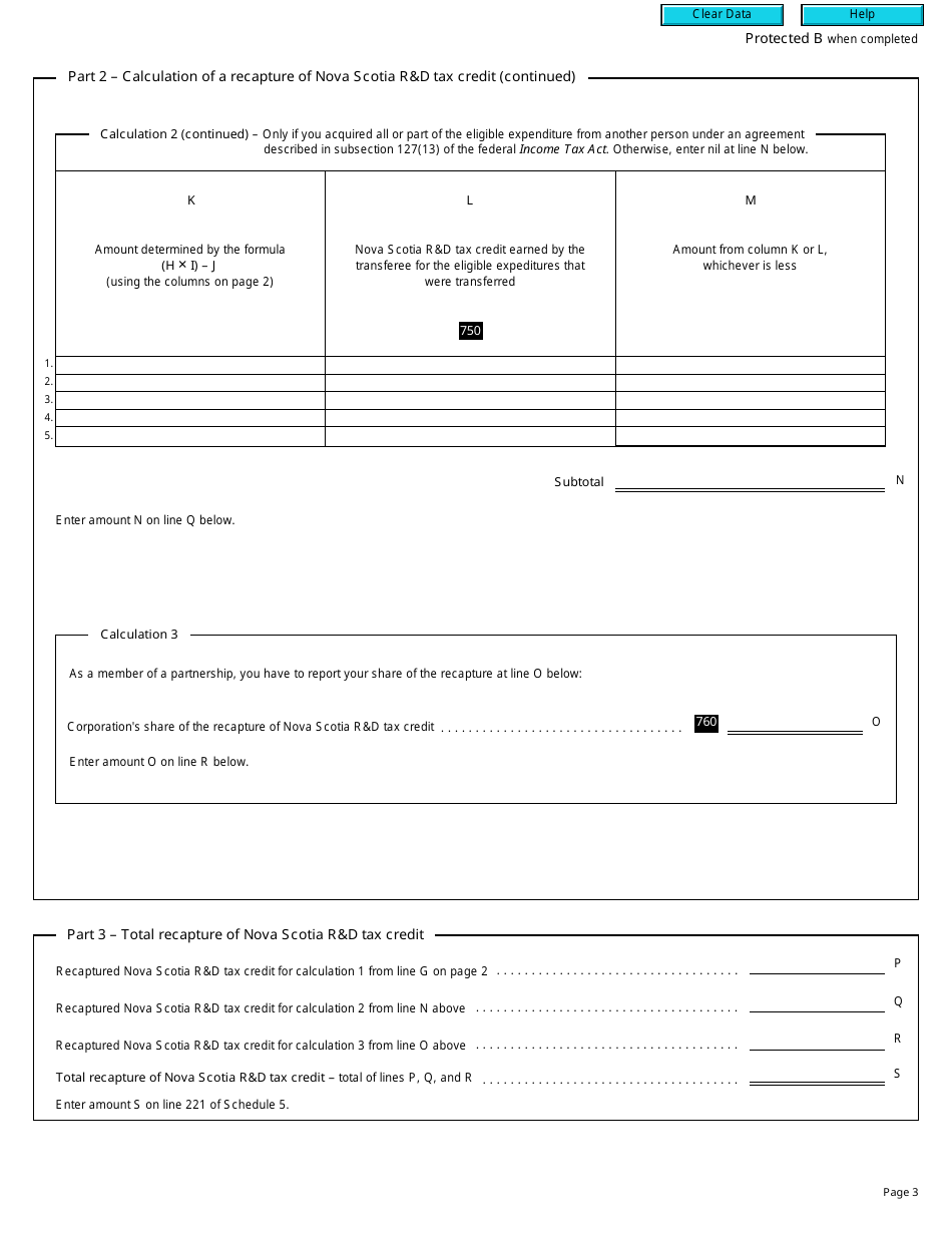 Form T2 Schedule 340 Nova Scotia Research and Development Tax Credit (2002 and Later Taxation Years) - Canada, Page 3