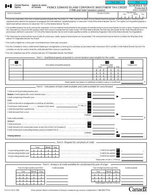 Form T2 Schedule 321  Printable Pdf