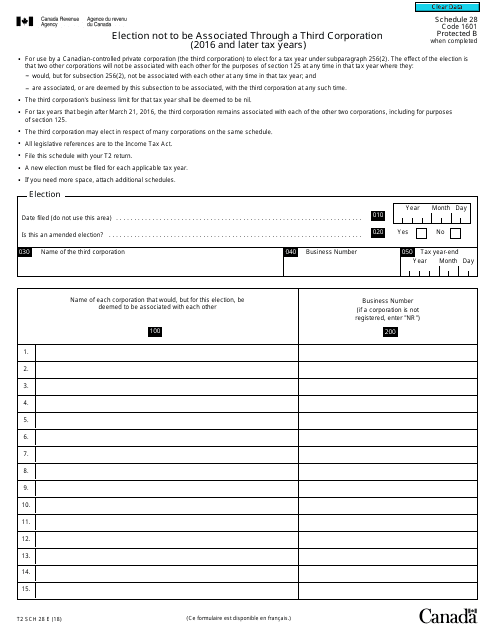 Form T2 Schedule 28  Printable Pdf