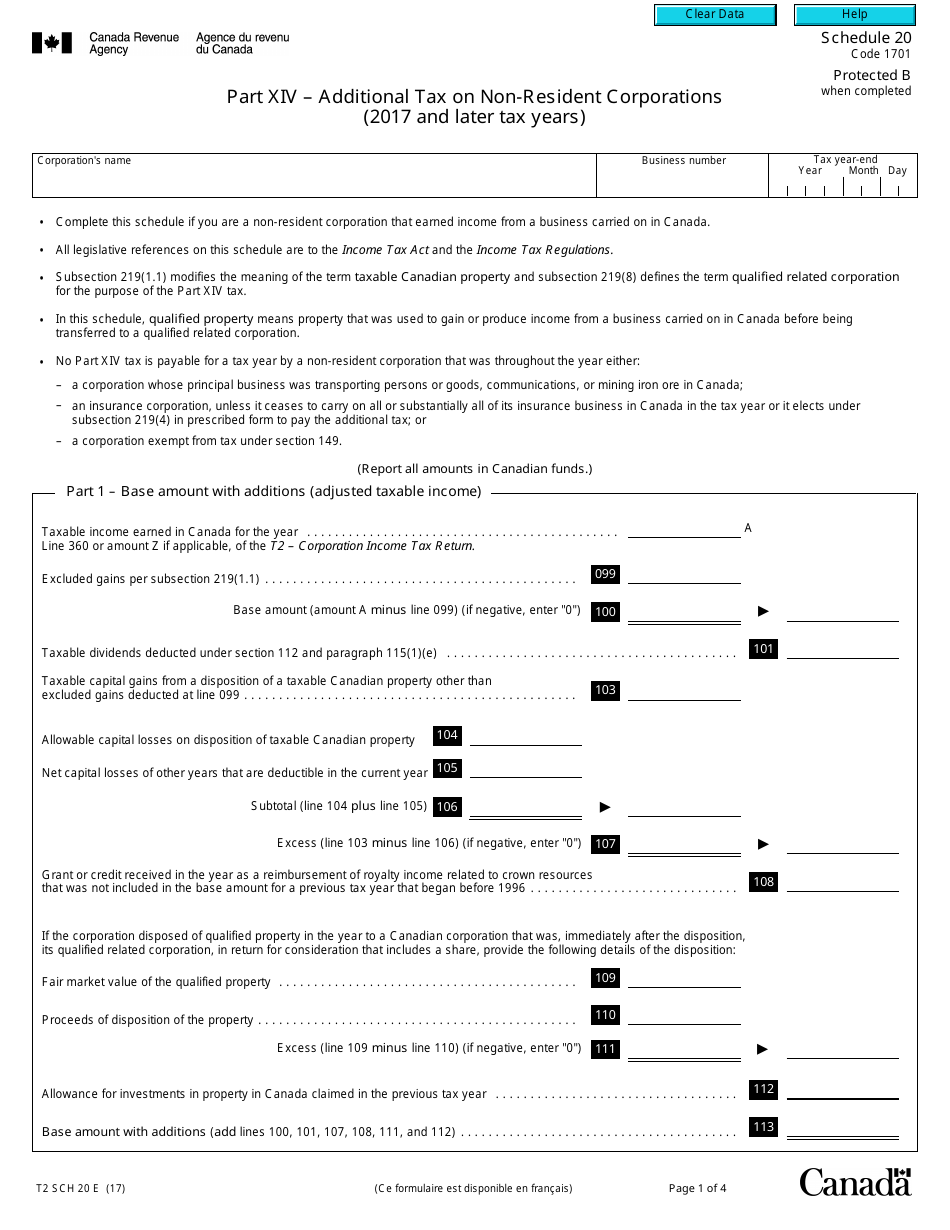 Form T2 Schedule 20 Fill Out Sign Online And Download Fillable Pdf Canada Templateroller 7313