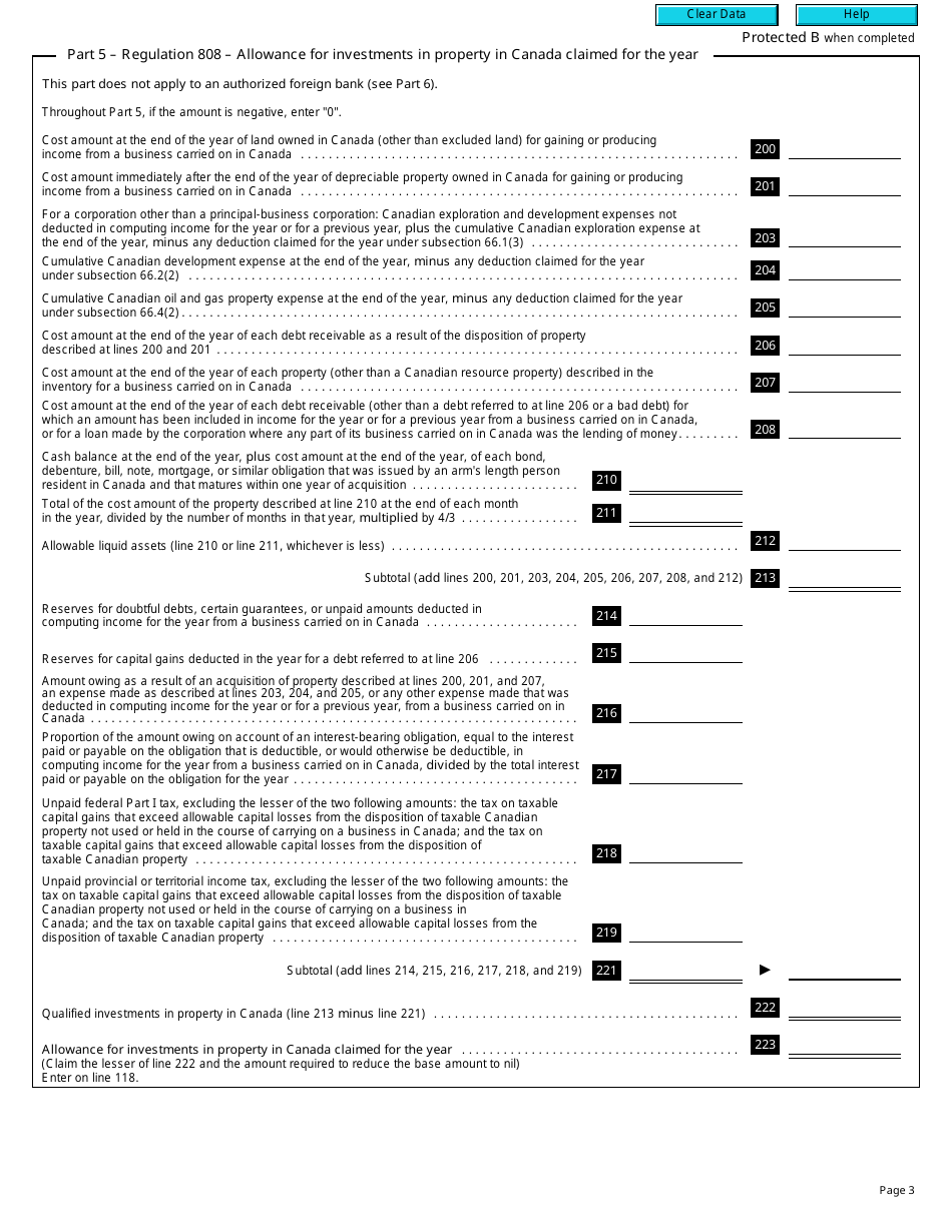 Form T2 Schedule 20 Part XIV - Additional Tax on Non-resident Corporations (2017 and Later Tax Years) - Canada, Page 3