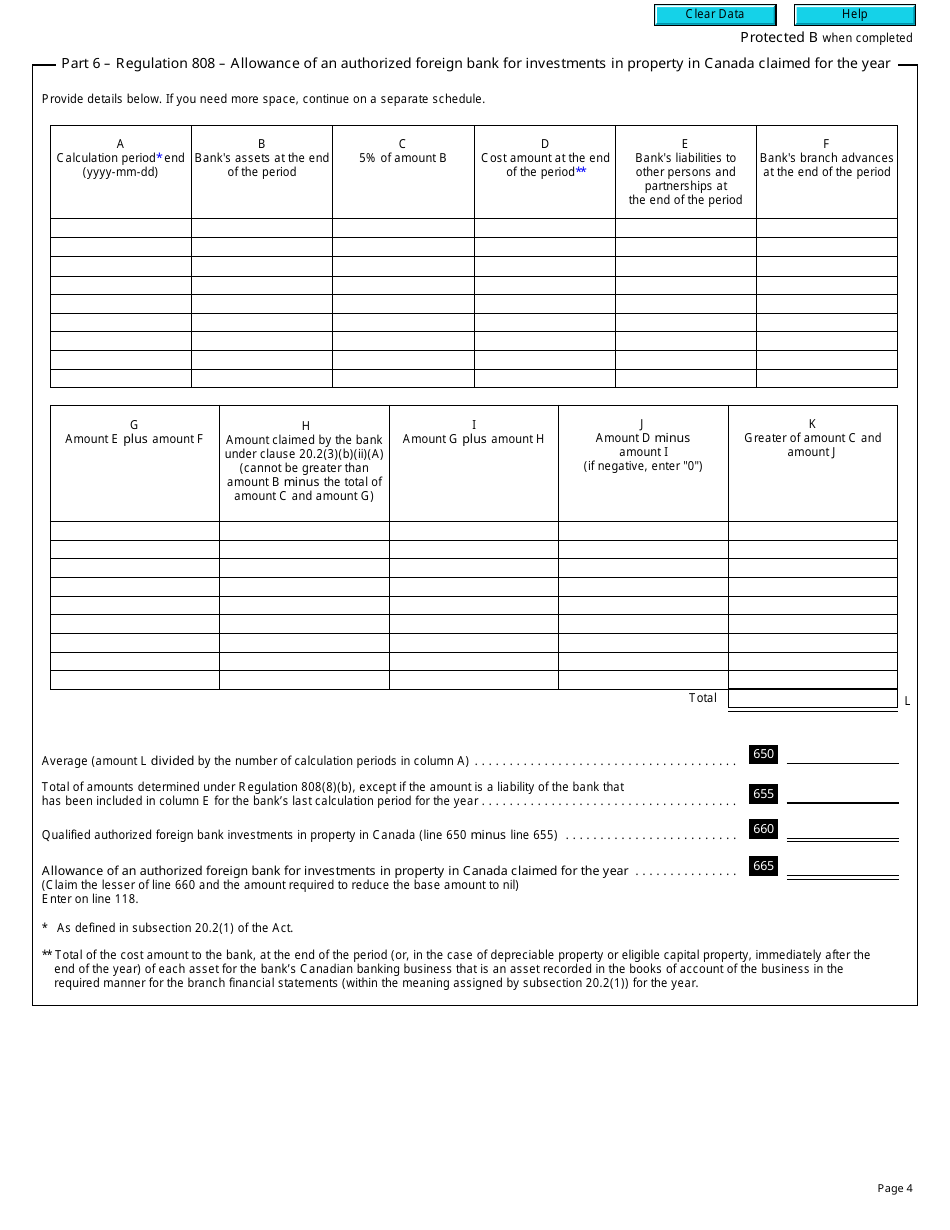 Form T2 Schedule 20 Part XIV - Additional Tax on Non-resident Corporations (2017 and Later Tax Years) - Canada, Page 4