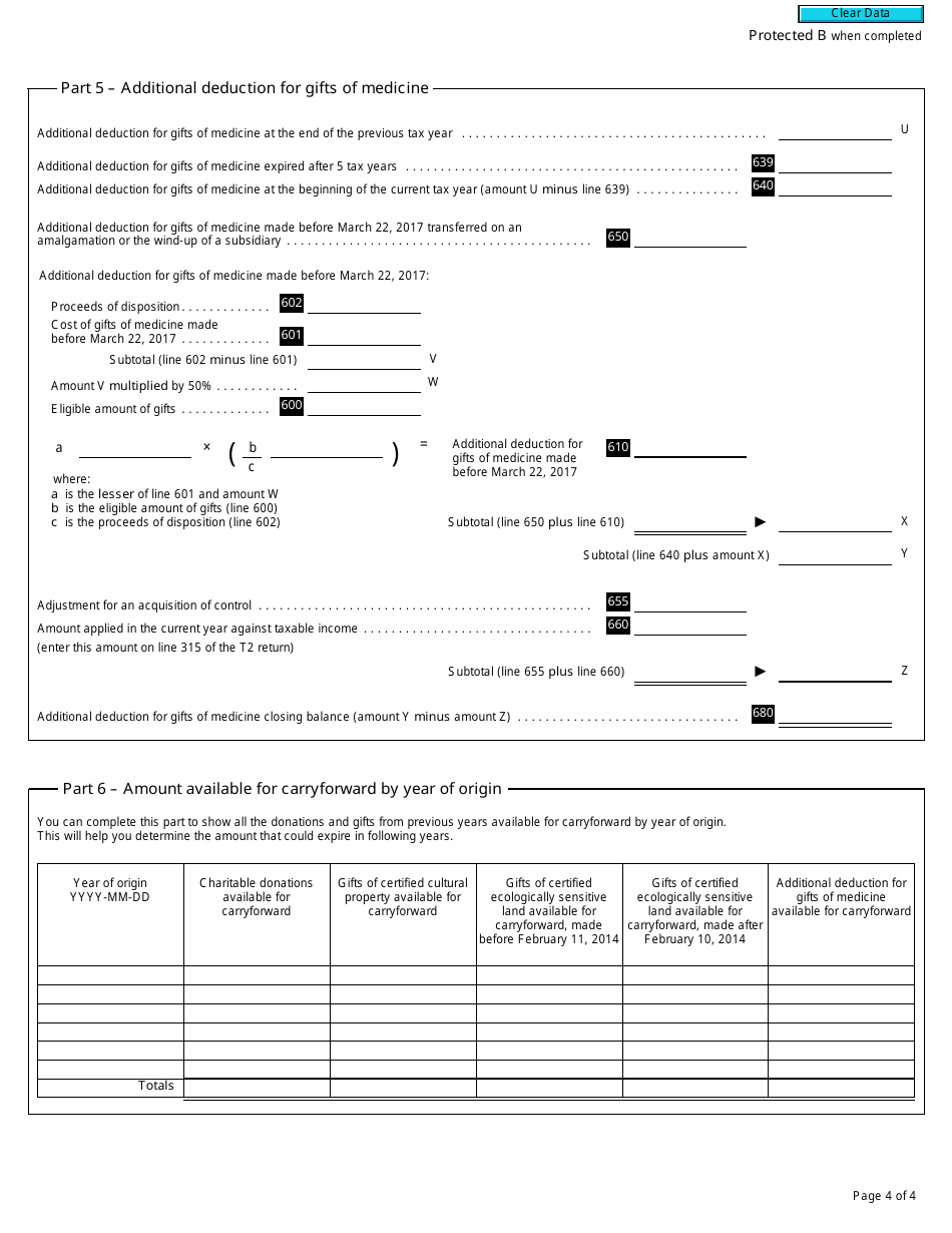 Form T2 Schedule 2 Charitable Donations and Gifts (2017 and Later Tax Years) - Canada, Page 4