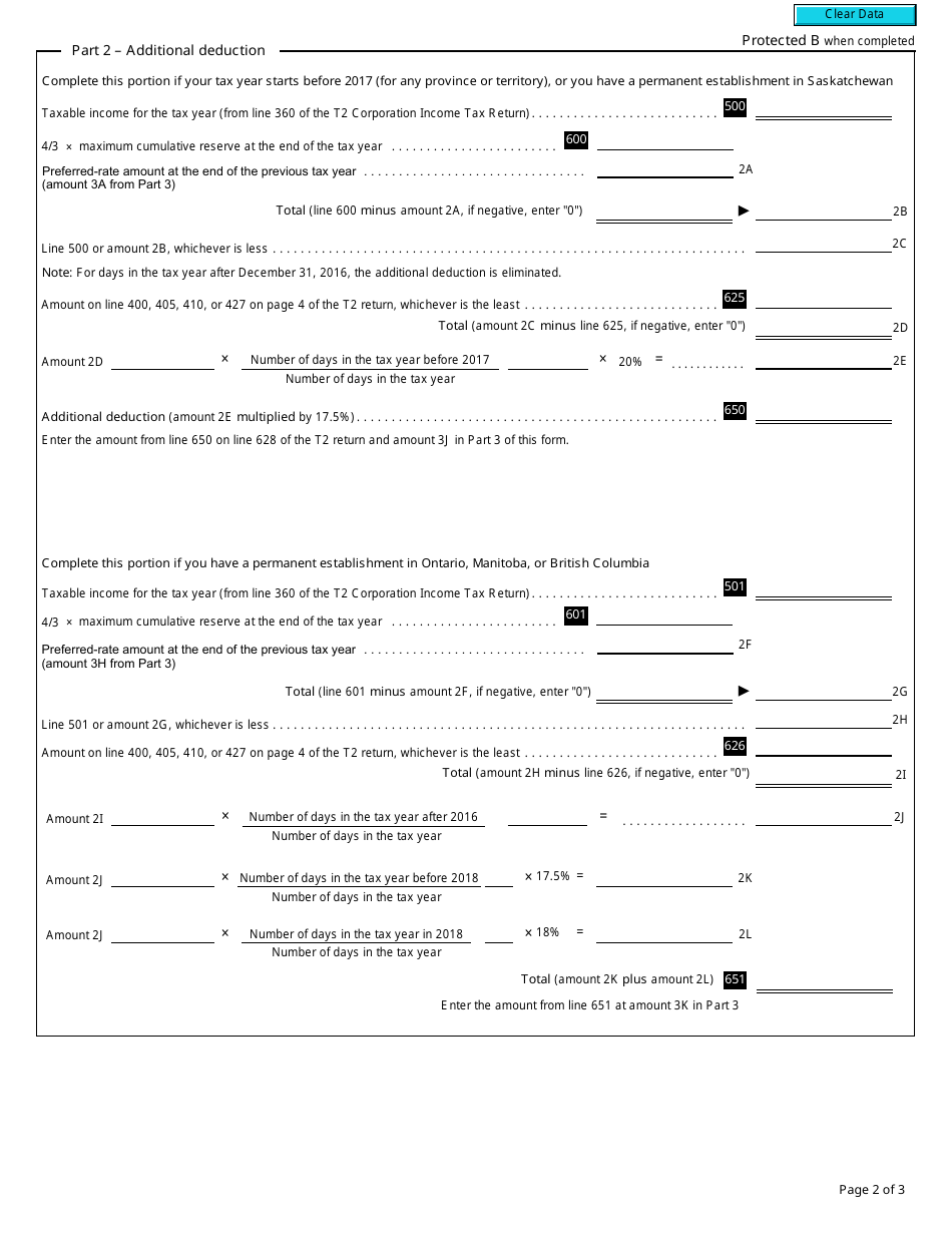 Form T2 Schedule 17 Credit Union Deductions (2017 and Later Tax Years) - Canada, Page 2