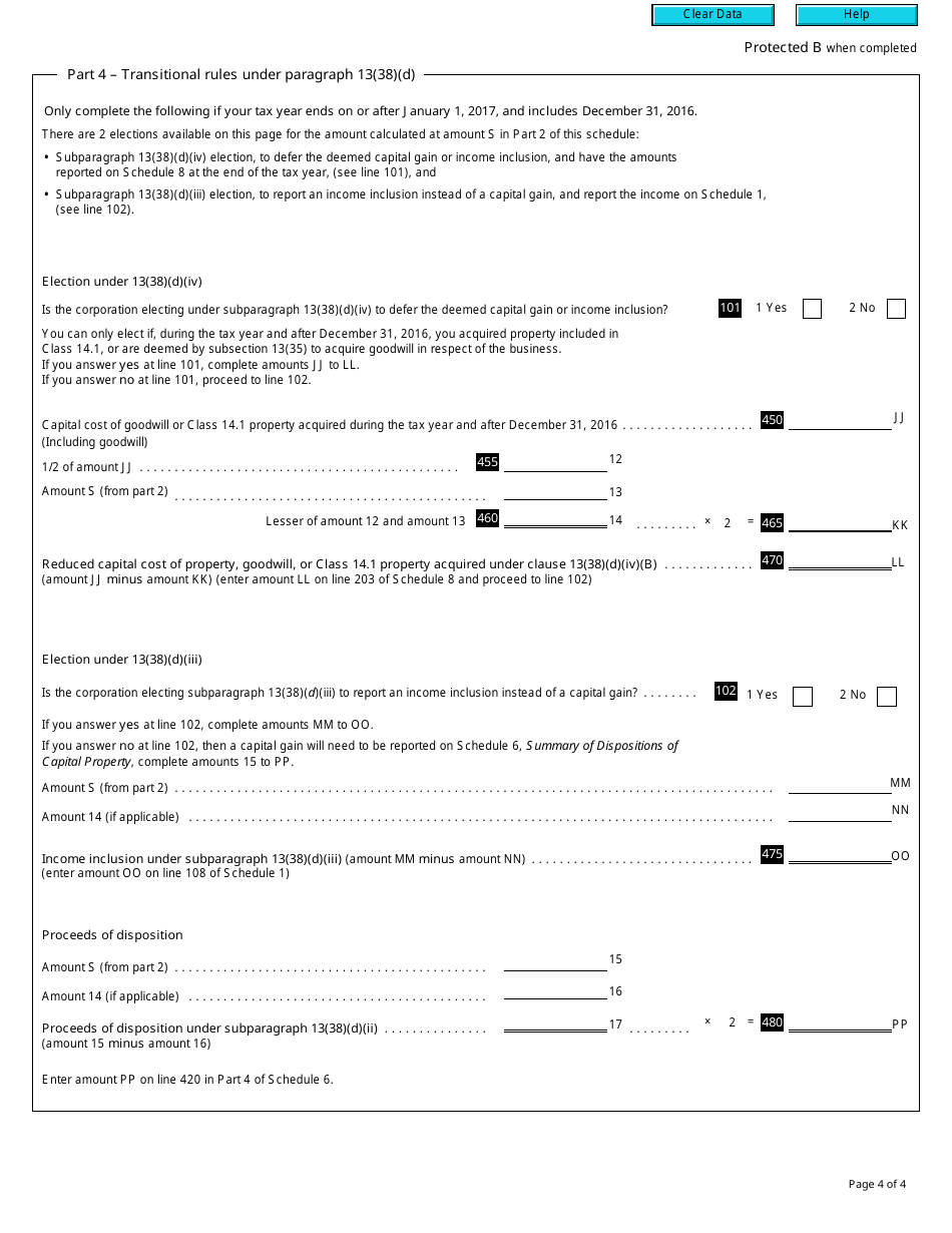 Form T2 Schedule 10 Cumulative Eligible Capital Deduction (2016 and Later Taxation Years) - Canada, Page 4