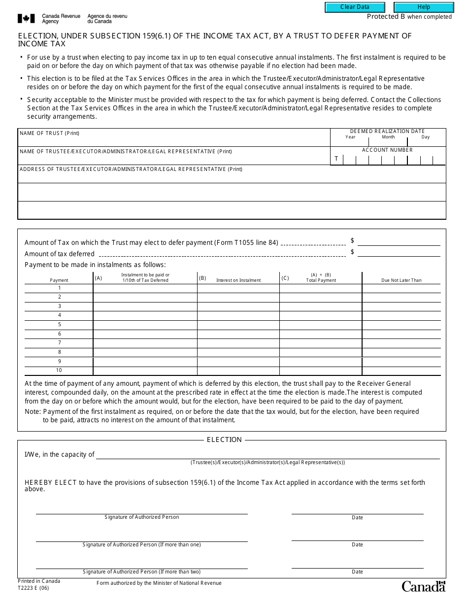 Form T2223 - Fill Out, Sign Online and Download Fillable PDF, Canada ...